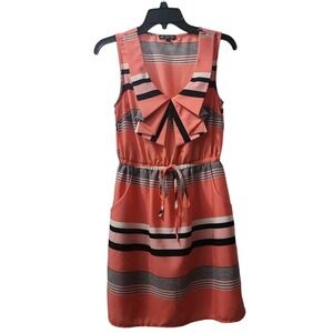 BeBop Striped Dress Sleeveless Casual Sundress with Bow Detail Size M‎